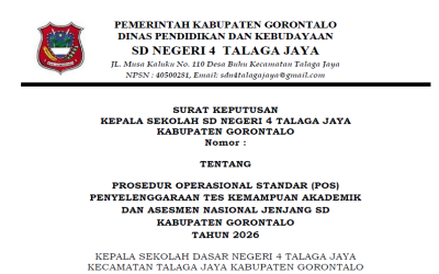PROSEDUR OPERASIONAL STANDAR (POS) PENYELENGGARAAN TES KEMAMPUAN AKADEMIK  DAN ASESMEN NASIONAL